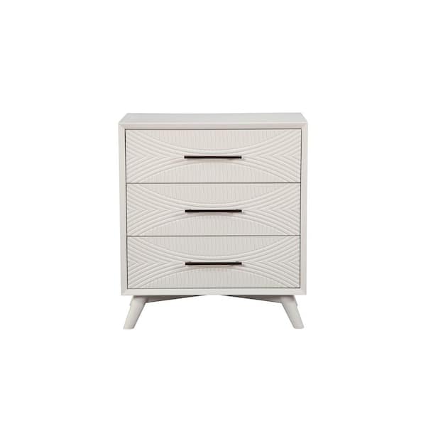 Unbranded Tranquility 3 Drawer White Small Chest (34 in. H x 30 in. W x 18 in. D)
