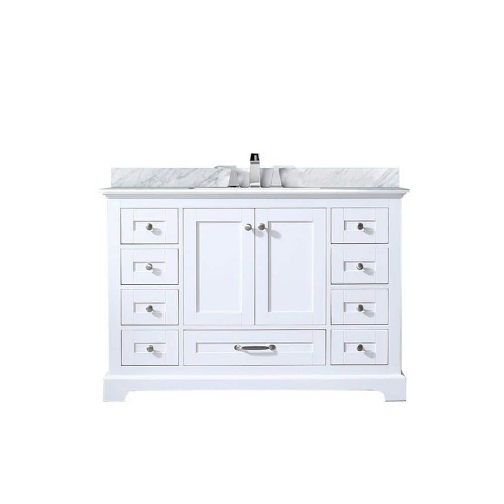 Dukes 48 in. W x 22 in. D White Single Bath Vanity with Carrara Marble Top, and Faucet Set price history on PriceWatchPro