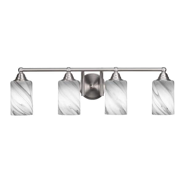 Unbranded Madison 6.5 in. 4-Light Bath Bar, Brushed Nickel, Onyx Swirl Glass Vanity Light