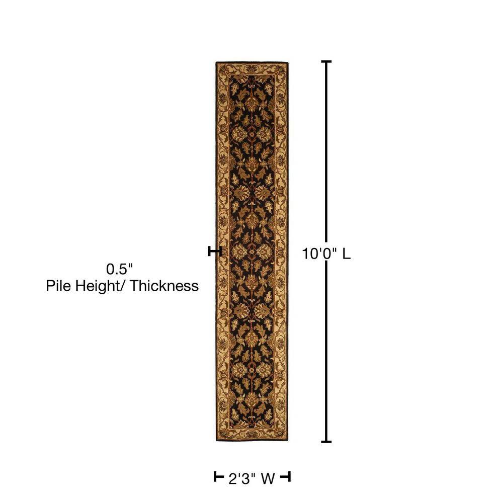 Hand-Tufted Black and Beige Wool Runner Rug, 2'3" x 10'