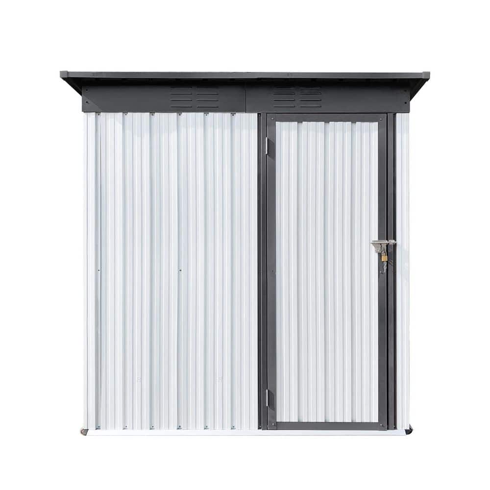 White+Gray 5 ft. W x 3 ft. D Metal Outdoor Garden Sheds with Door (15 sq. f