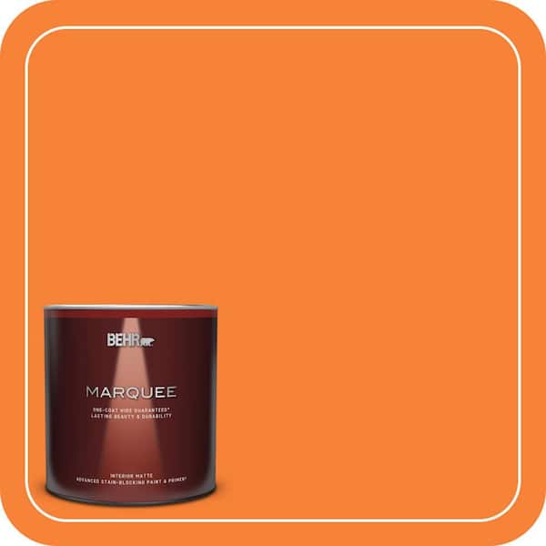 BEHR MARQUEE 1 qt. #230B-6 Orange Burst Matte Interior Paint & Primer