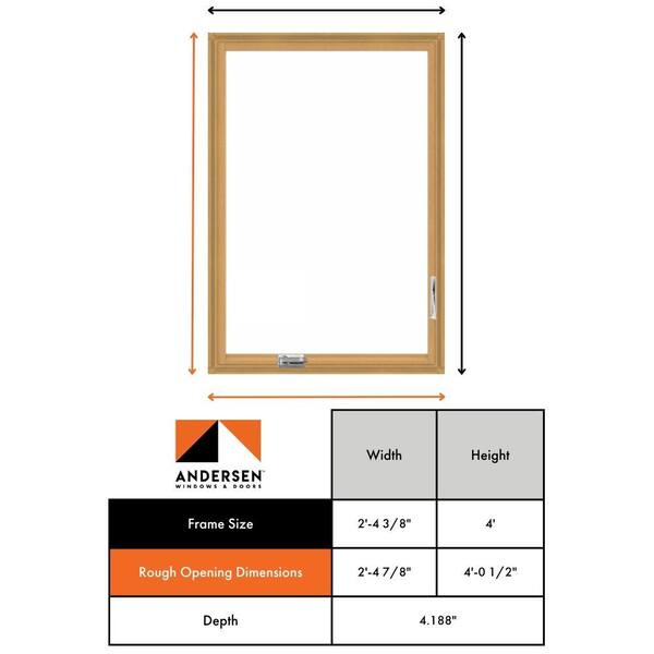 Andersen 28-3/8 in. x 48 in. 400 Series White Clad Wood Casement