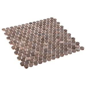 Orb Honey Copper/Gold/Gray 11-4/5 in. x 11-4/5 in. Penny Round Smooth Metal Mosaic Wall Tile (4.85 sq. ft./Case)