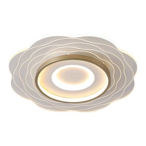 23.62 in. 1-Light White Modern Creative Wave Design Dimmable Selectable LED Flush Mount Ceiling Light with Remote