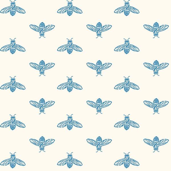 Joules Block Print Bee Blue Haze Matte Non Woven Removable Paste the Wall Wallpaper