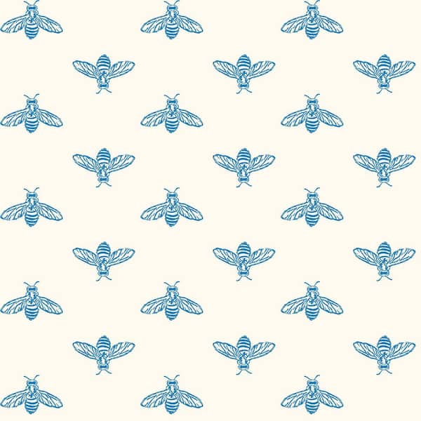JOULES Block Print Bee Blue Haze Matte Non Woven Removable Paste the Wall Wallpaper Sample