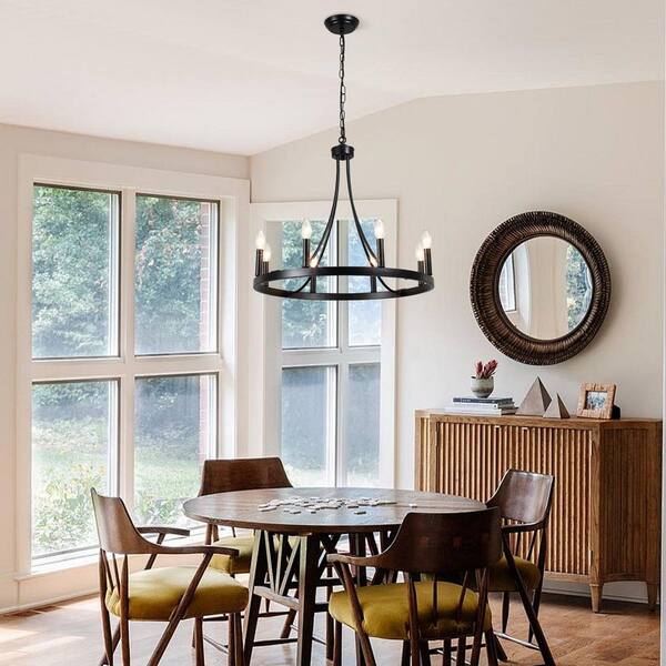 HLJYNJM 8-Light Black Hanging Candlestick Farmhouse Linear Wagon