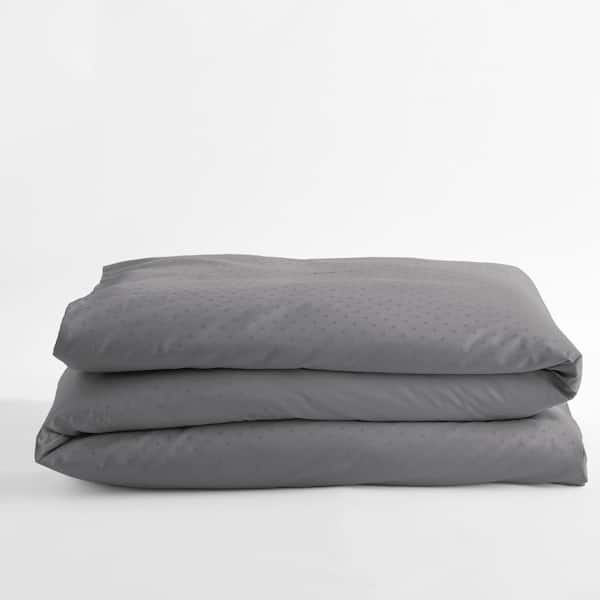 The Company Store Legends Luxury Dot Gray Smoke Cotton Sateen Oversized King Duvet Cover