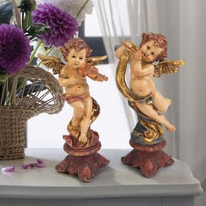 10 in. H Italian Baroque Style Musical Cherub Tabletop Statues (2-Pack)