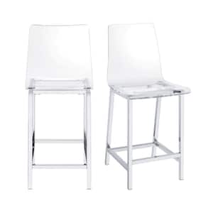 Crystal 30 in. Clear High Back Metal Frame Bar Stool with Acrylic Seat (Set of 2)