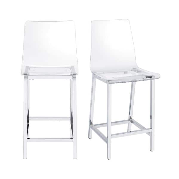 Picket House Furnishings Crystal 30 in. Clear High Back Metal Frame Bar Stool with Acrylic Seat (Set of 2)