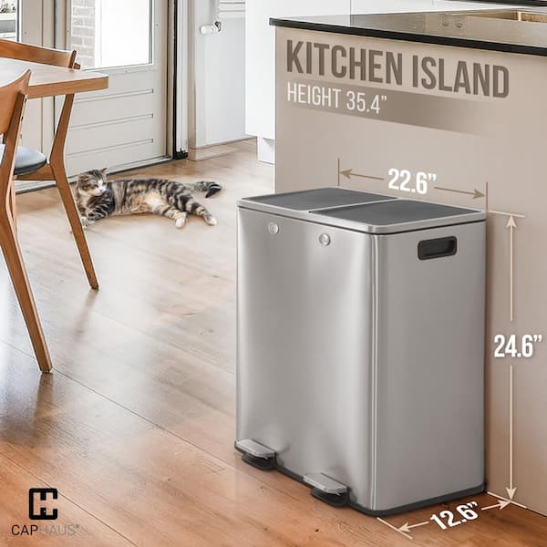 【美品】TRASH CAN DOUBLE DECKER   グレー BEKAY 30x30L Dual Trash Can, Stainless Steel Garbage Can