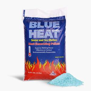 Blue Heat 50 Lb. Calcium Blend Ice and Snow Melt + Deicer W/ Heat Generating Pellets, Works to -25°F