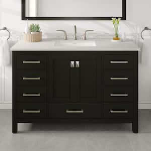 Aberdeen 48 in. W x 22 in. D x 35 in. H Bath Vanity in Espresso with White Carrara Quartz Top with White Sink