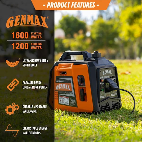 1600-Watt Recoil Start Gasoline Powered Inverter Generator Ultra Light-weight Super Quiet With 57CC OHV Engine