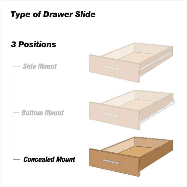 Series 818 17-3/4 in. (450 mm) Full Extension Concealed Undermount Slide with Soft-Close, 75 lbs. (1-Pair) Series 818 17-3/4 in. (450 mm) Full Extension Concealed Undermount Slide with Soft-Close, 75 lbs. (1-Pair)