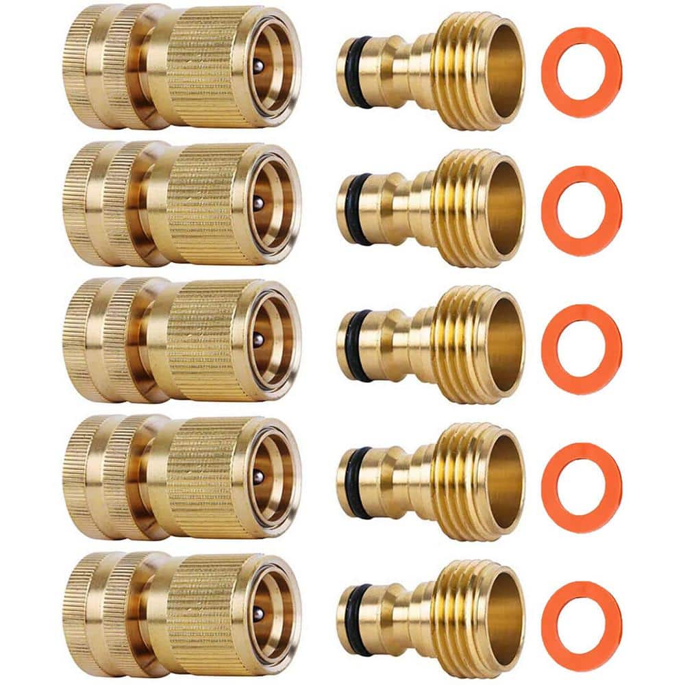 Solid Brass 3/4 in. GHT Thread Easy Connect Fittings No-Leak Water Hose Mal