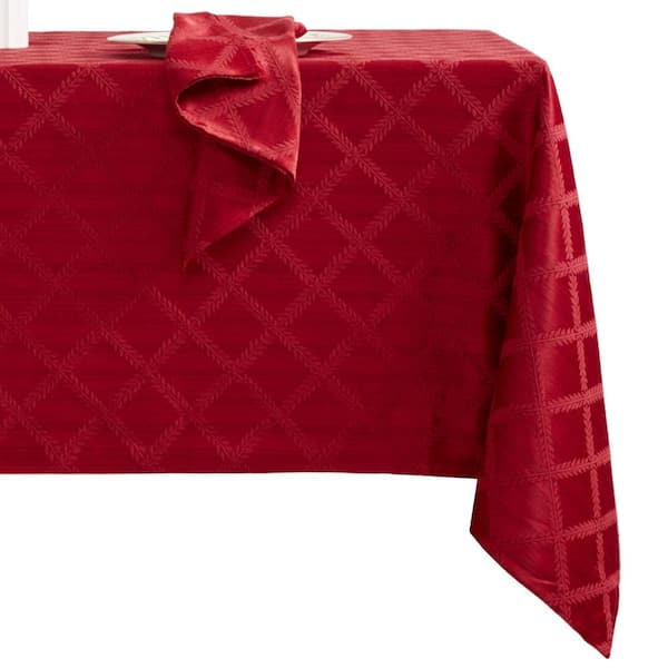 Lenox Laurel Leaf Tablecloth, Red - 70"W x 122"L