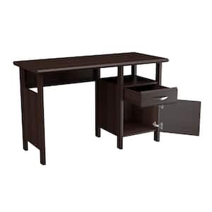 47" W Espresso 2 Drawer Computer Desk with open Cubicle