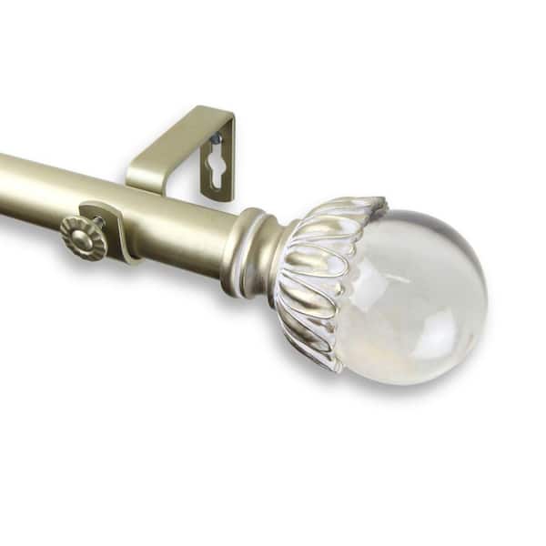 Rod Desyne 120 in. - 170 in. Telescoping 1 in. Single Curtain Rod Kit in Light Gold with Pixie Finial