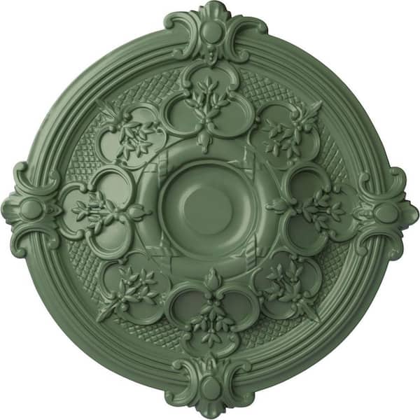 Ekena Millwork 17-3/8" x 1-3/4" Hamilton Urethane Ceiling (Fits Canopies upto 3-3/4"), Hand-Painted Athenian Green