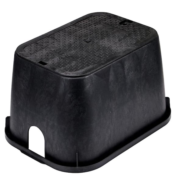 NDS 14 in. X 19 in. Rectangular Standard Series Valve Box & Cover, 12 in. Height, Black Box, Black Recycled Water Cover
