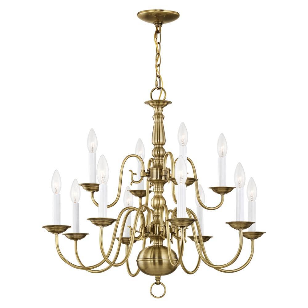 Elegant Williamsburgh 12-Light Antique Brass Chandelier