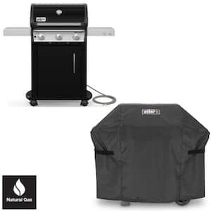 Spirit E-315 3-Burner Natural Gas Grill in Black with Grill Cover