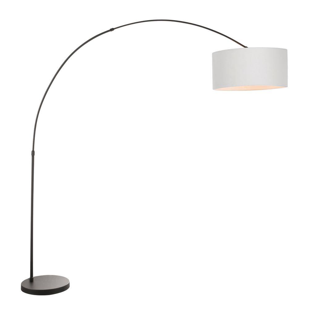 Lumisource Salon 76 in. Black Metal Floor Lamp with Grey Shade LS-SALFL ...