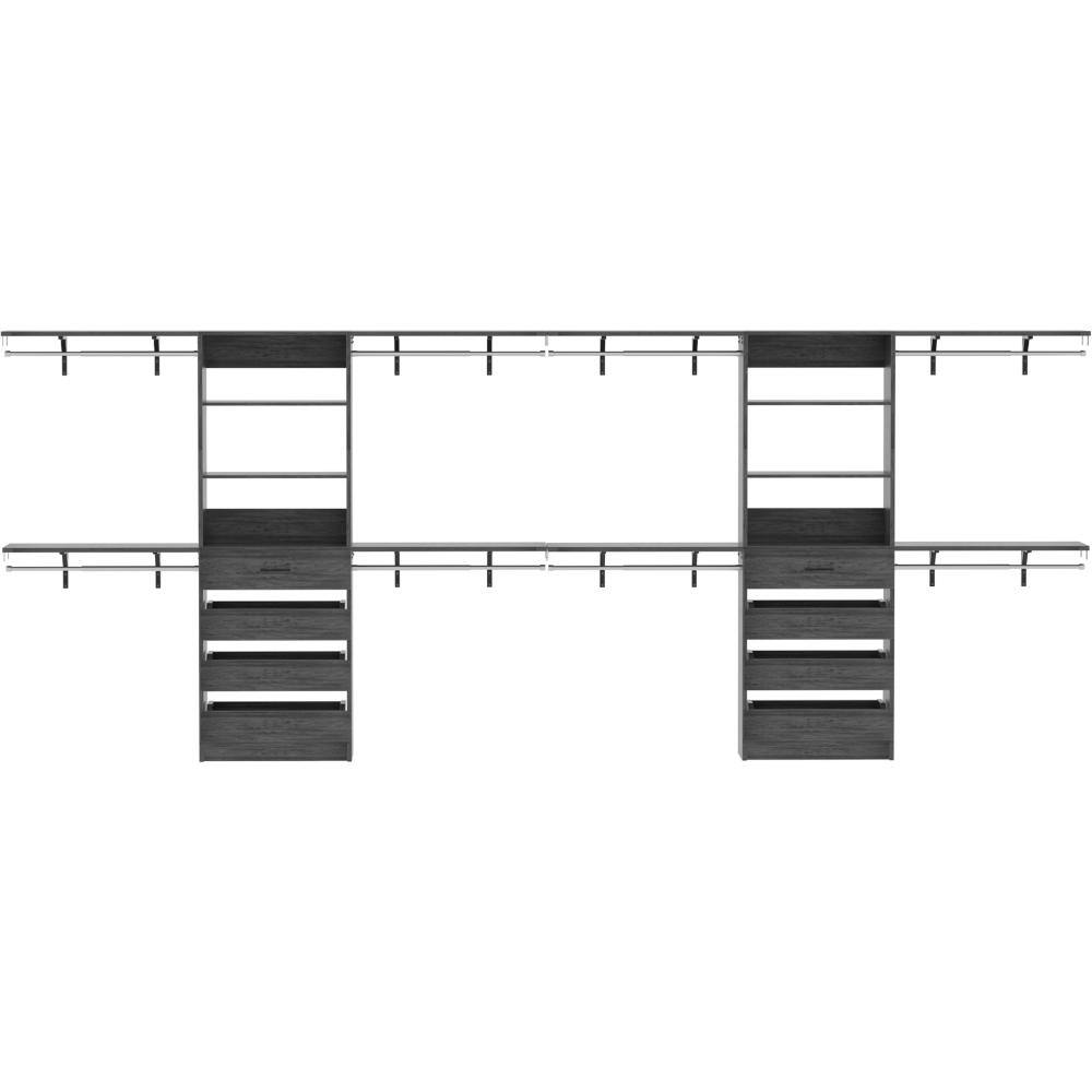 Closet System with Drawers Set of 2, Wood Closet Organizer System with 8 Hanging Rods & Top Shelves price history on PriceWatchPro