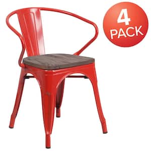 Red Restaurant Chairs (Set of 4)