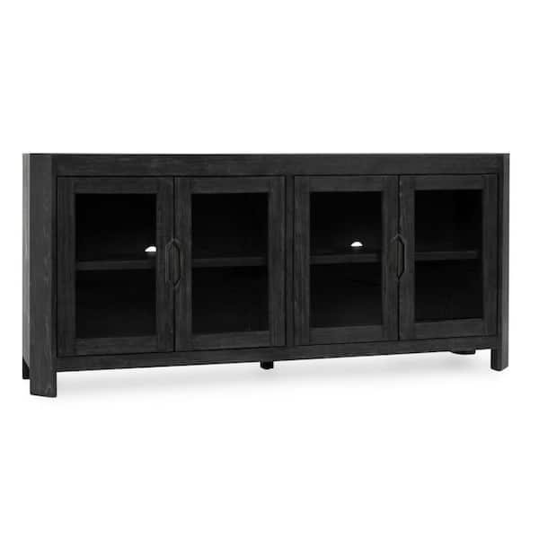 Roux Black Wood and Metal 84 in. Buffet Cabinet Sideboard Console with 4 Doors