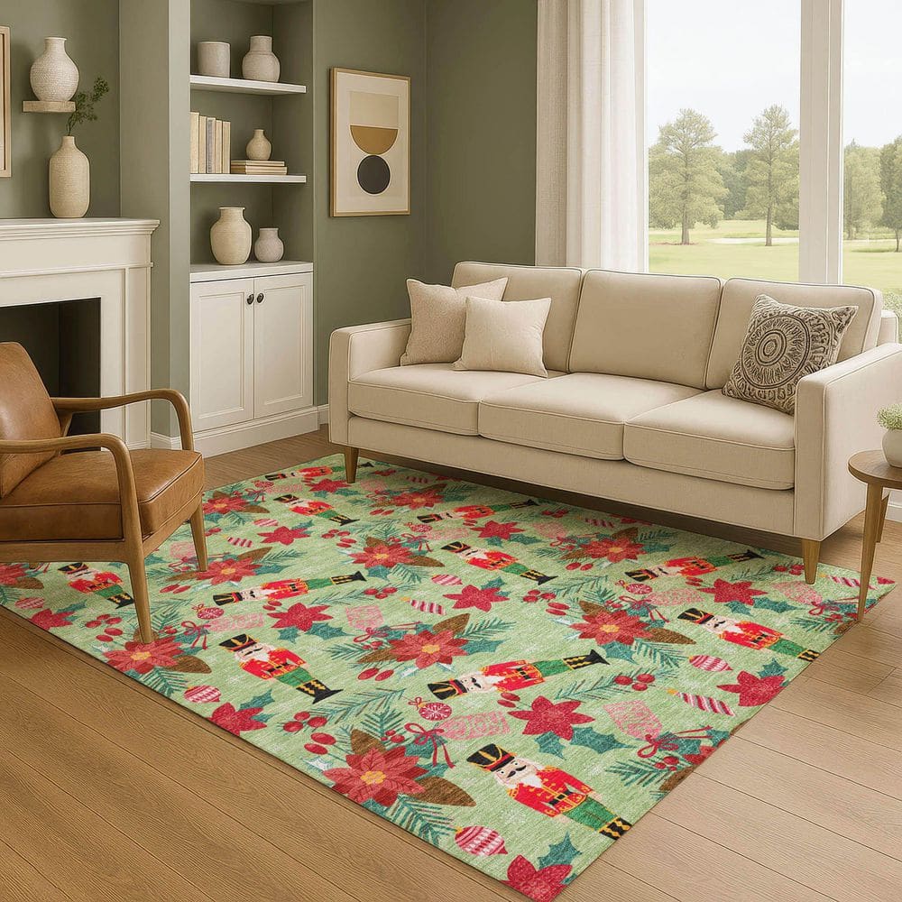 Mayfield Premium Machine Washable Abstract AMF1822 Aloe 8 ft. x 10 ft. Area Rug price history on PriceWatchPro