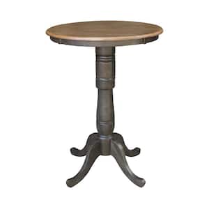 Hickory/Coal 30 in. Round Solid Wood Bar Height Dining Table