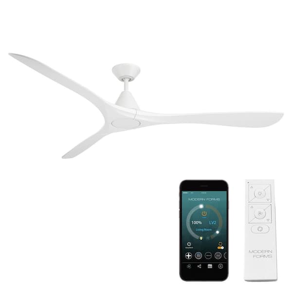 Carve 72 in. Smart Indoor/Outdoor Matte White Standard Ceiling Fan and Remote