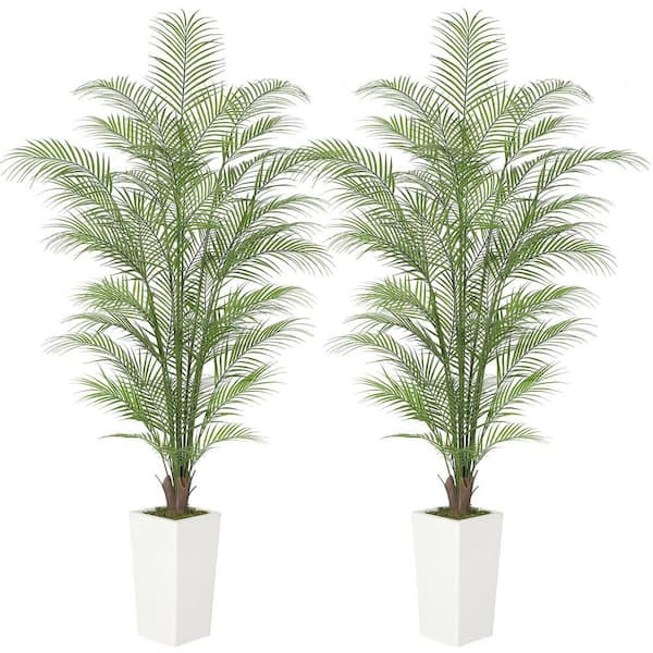 Unbranded 2PCS 6FT Artificial Palm Tree In Pot, Faux Areca Palm Plants with 44 Full Lifelike Palm Leaves Realistic Trunks Decro