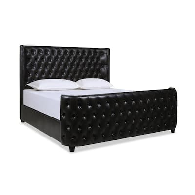 Faux Leather King Wingback Beds, Leather Wingback Headboard King