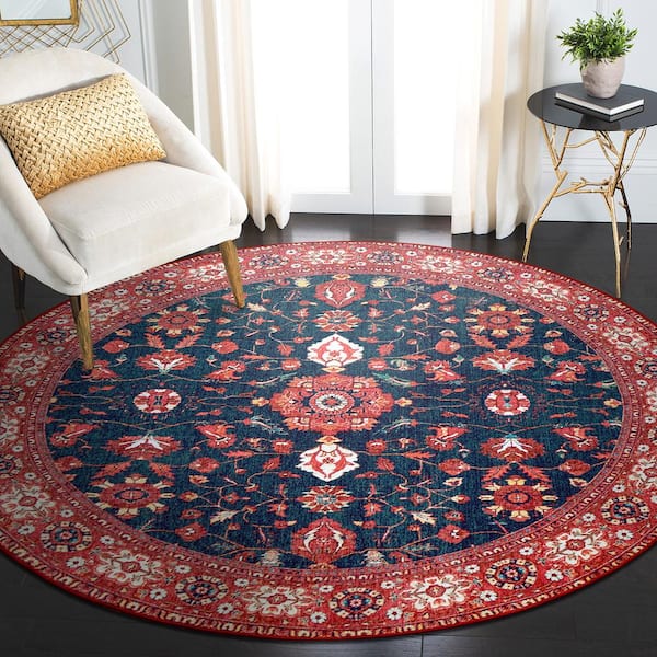 Ramage Indigo Medallion 6 ft. Round Washable Area Rug