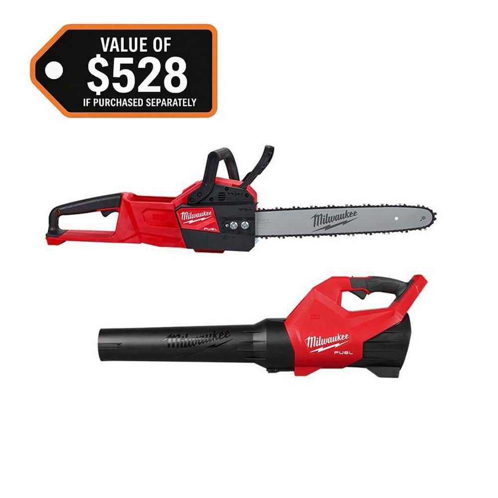 Milwaukee M18 FUEL 18V 16 in. Brushless Cordless Battery Powered Chainsaw with M18 FUEL Blower (2-Tool) 2727-20-3017-20 - The Home Depot