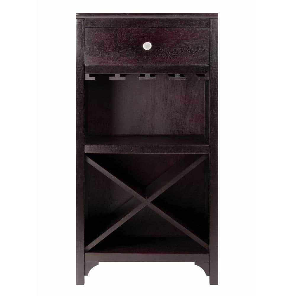 Elegant Transitional Black Wine Cabinet with X-Shelf and Glass Rack