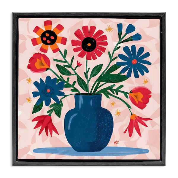 Stupell Industries Vibrant Mixed Flowers by LSR Design Studio Black Floater Frame Nature Graphic Art Print 18 in. x 18 in.