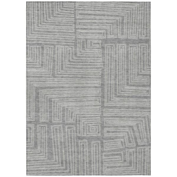 Addison Rugs Chantille Machine Washable Indoor/Outdoor Abstract ACN1045 Gray 9 ft. x 12 ft. Area Rug