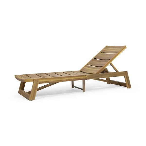 SpassWay 1-Piece Acacia Wood Chaise Lounge with Adjustable Backrest, 78 in. Outdoor Sun Lounger for Patio Poolside Backyard-Brown