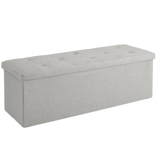 VECELO Ottoman Bench, Storage Chest, Linen Fabric Foot Rest Stool, 158L ...