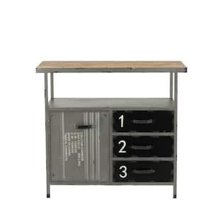 Gray Metal Army Surplus Style 3 Drawers 2 Shelves and 1 Door Cabinet with Numbers and Text