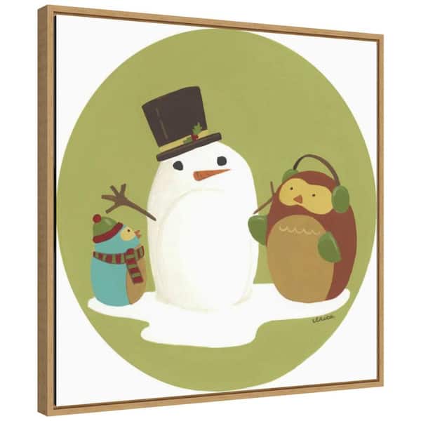 Amanti Art 22 in. Canvas Happy Holidays I Snowman Christmas Holiday Framed Box Wall Art