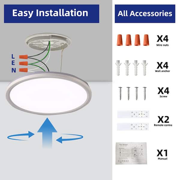 YiLaie LED Ceiling Light 24W 2700LM Dimmable 3000K-6500K RGB