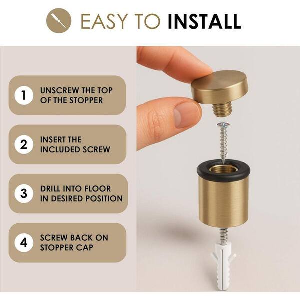 MEGA HANDLES Floor Door Stopper Satin Brass-1 Pack Quickly