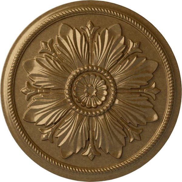 Ekena Millwork 23-5/8 in. x 1-1/2 in. Kaya Urethane Ceiling Medallion (Fits Canopies upto 5-1/4 in.), Pale Gold